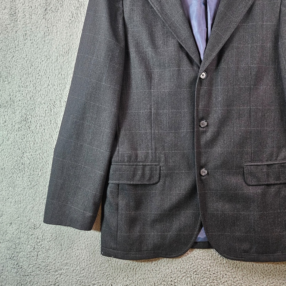 Gap Blazer Sport Coat Jacket Men 44R 98% Wool Gray Plaid - Picture 7 of 16